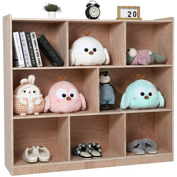 Historyli Movable 8-Section Storage Cubbies for Classrooms,Smooth Glazed Surface Cubby Storage Cabinet,Classroom Cubbies,Cabinet with 4 Casters,2 Boxes for Home,School,Glazed