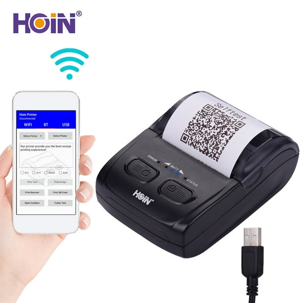 Impresora de recibos térmica portátil de 58 mm HOIN Impresora de código de barras de mano USB