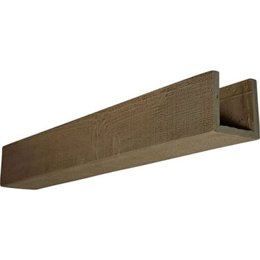 Ekena Millwork 6"W x 6"H x 18'L 3-Sided (U-beam) Rough Sawn Endurathane Faux Wood Ceiling Beam, Natural Honey Dew