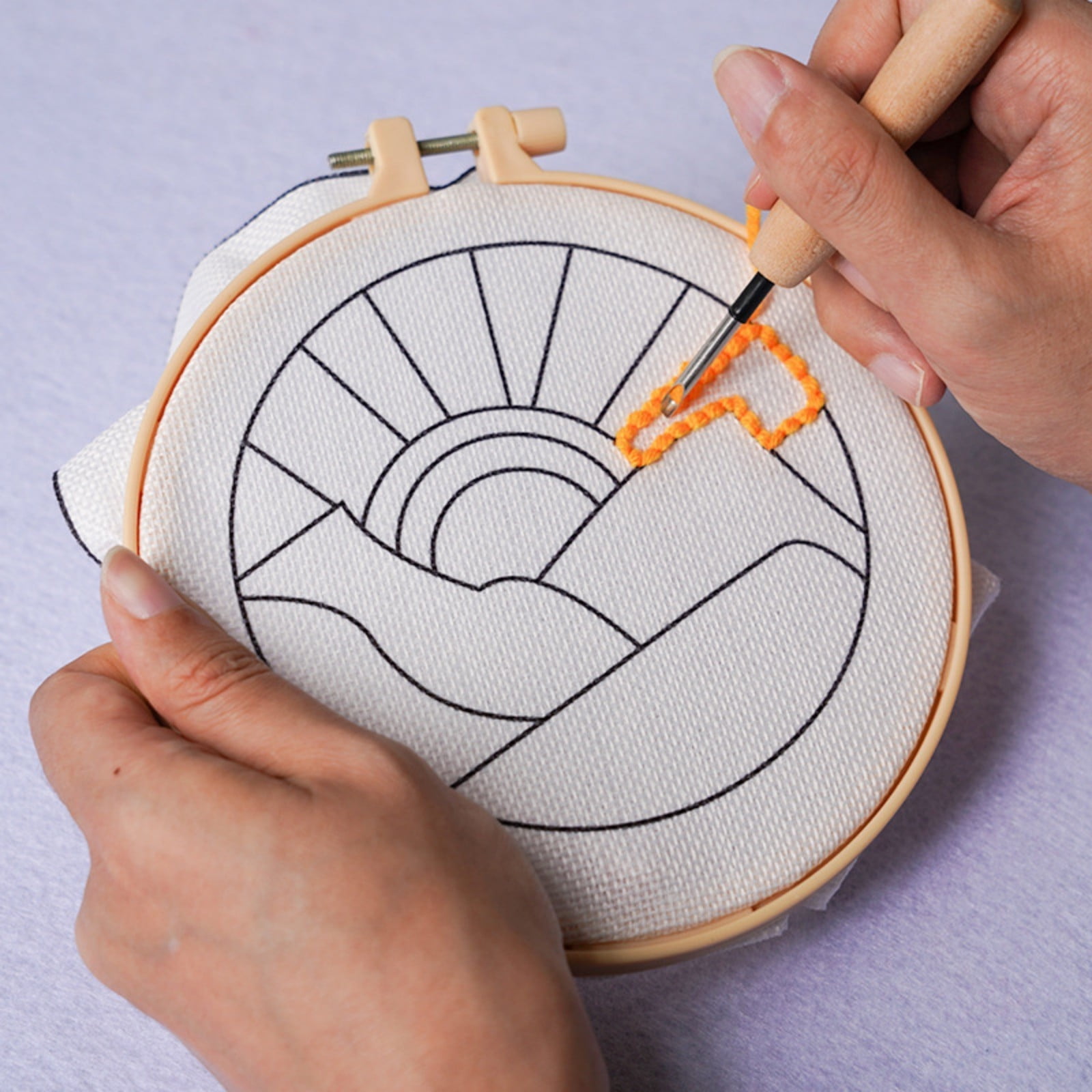 UUHYTG Punch Needle Kit for Adults Beginners, Punch Needle Embroidery Kit with Patterns Yarn Tools and Embroidery Hoop DIY Punch Stitching Craft Kit for Wall Decor Handmade Craft Hobby