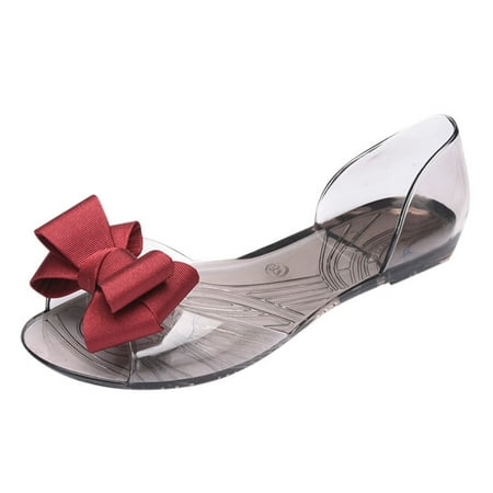 

Tangnade Casual Shoes Women Summer Open Toe Jelly Slip On Shoes Big Floral Fish Mouth Beach Sandals