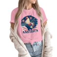 thumbnail image 3 of Women's Patriotic Rooster Graphic T-Shirt American Flag Print Tee Tops Independence Day Retro Americana Shirts, 3 of 6