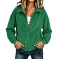 thumbnail image 4 of Horkkom Corduroy Jacket Women Long Sleeve Solid Color Zip Up Jackets Casual Loose Collared Jacket with Pockets S, 4 of 9