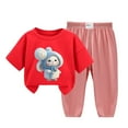 thumbnail image 1 of Odeerbi 2-12 Años Niño Niña Conjunto de Verano Camiseta de Manga Corta de Algodón Ice Silk Pantalón de Chándal Conjunto de Dos Piezas de Ropa Interior Estampada, 1 of 4