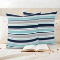 thumbnail image 2 of Pack of 2 Grey Blue Striped Outdoor Pillow Covers Decorative, Waterproof Pillow Protector, Farmhouse Stripes Abstract Art Navy Blue Throw Pillowcases Accent Cushion Cases for Patio Couch Sofa 24"x24", 2 of 8