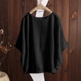 thumbnail image 6 of LEKODE Womens Summer Shirt Loose Dressy Casual Tops Plus Size Tops Breathable Shirts Vintage Tshirts Batwing Tops for Women Outfits Beach Vacation Clothes Black L, 6 of 6