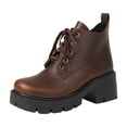 thumbnail image 5 of JHOKCI Ankle Boots for Women Heel Round Toe Lace up Oxfords Vintage Short Booties, 5 of 7