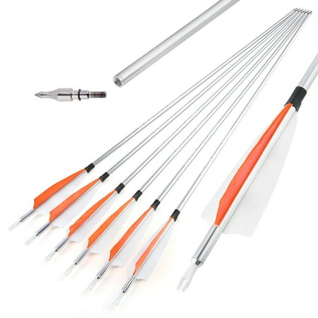 AME 12pcs 30 Aluminum Arrows SP500 4 Feathers Archery Recurve Bow Longbow Hunting