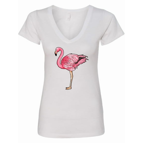 Inktastic Pink Flamingo Women's V-Neck T-Shirt