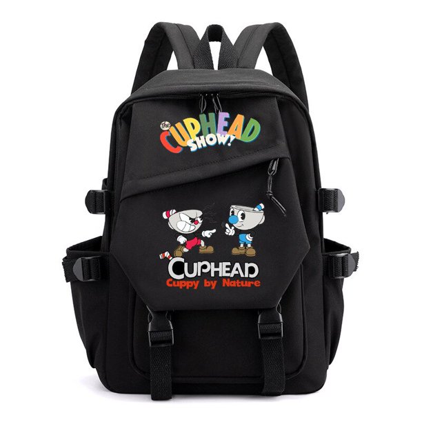 Mochila Cuphead de cartón para niñas y niños, mochila escolar de gran capacidad para ordenador portátil, mochila multifunción impermeable, mochila de Anime25 Deng Xun unisex