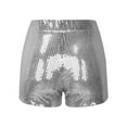 thumbnail image 5 of Tittly High Waisted Shorts Shorts for Women Women's High Waist Casual Shorts Hot Pants Women's High Elastic Sequins Bar Performance Clothing Shorts Lounge Pants Women Comfy Pants Women Silver L, 5 of 8