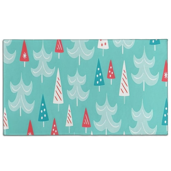 Turquoise Christmas Tree Pattern Door Rugs,Washable Non Slip Door Mats Indoor,Decorative Door Mats,Entry Mat Indoor for Entrance,Bedroom,Kitchen,Bathroom,17"x30"