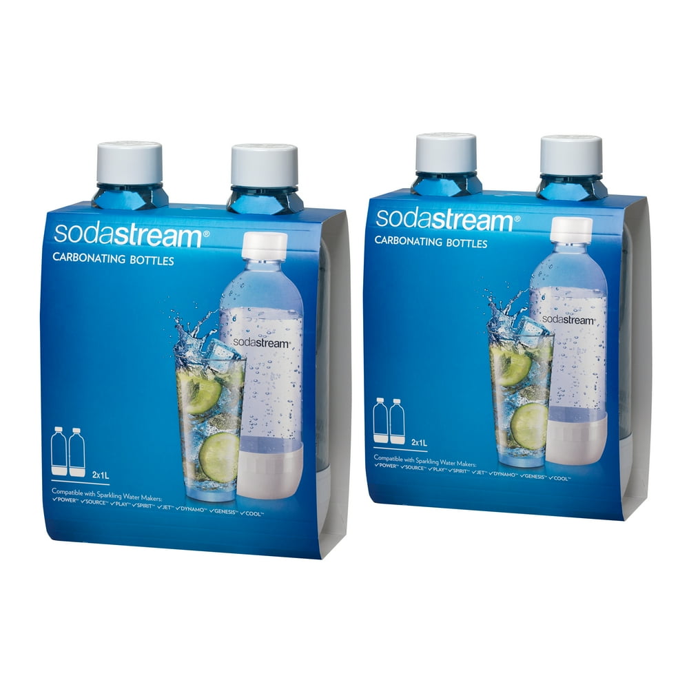 SodaStream 1 Liter Carbonating Bottles 4Pack, White