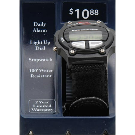 Men's Digital Sport Watch in Black with Fastwrap Velcro Closure - Walmart.com - Walmart.com