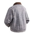 thumbnail image 4 of Rexolia Mens Vintage Washed Denim Jacket Corduroy Collar Long Sleeve Snap Button Jean Coat Retro Streetwear for Fall Winter Outdoor Gray 2XL, 4 of 7