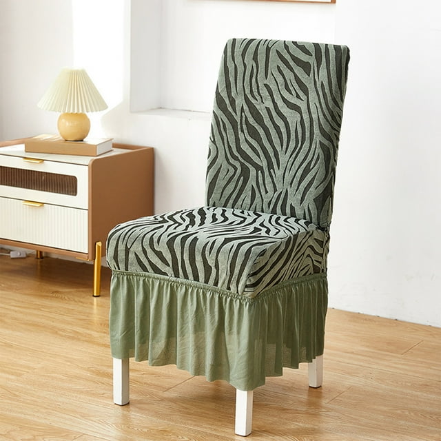 Fundas De Silla De Poliéster 1 paquete de fundas para sillas de jacquard verde, elásticas y gruesas, de una sola pieza, estilo falda, para decoración del hogar. JASKFLY