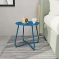 thumbnail image 2 of Small Round Side Table Outdoor Side Table with Adjustable Feet 18-inch Modern End Accent Table for Patio Porch Peacock Blue, 2 of 14