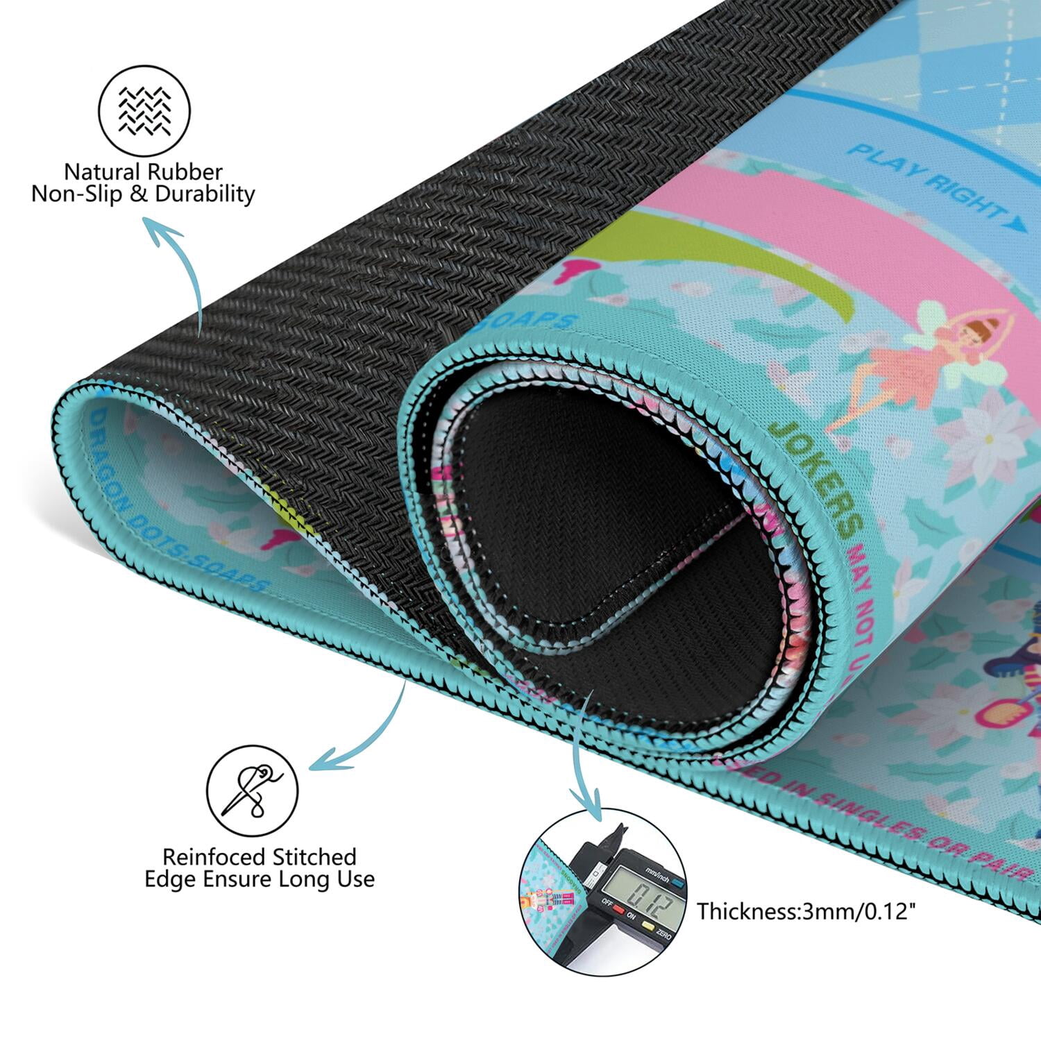 Blue Mahjong Mat for Table, 31.5*31.5in Anti Slip American Mahjong Table Cloth, Noise Reduction, Neoprene Mah jongg Mat with Carrying Bag & 3 Dices, Mahjong Accessories Gift for Board Tile Games Mats