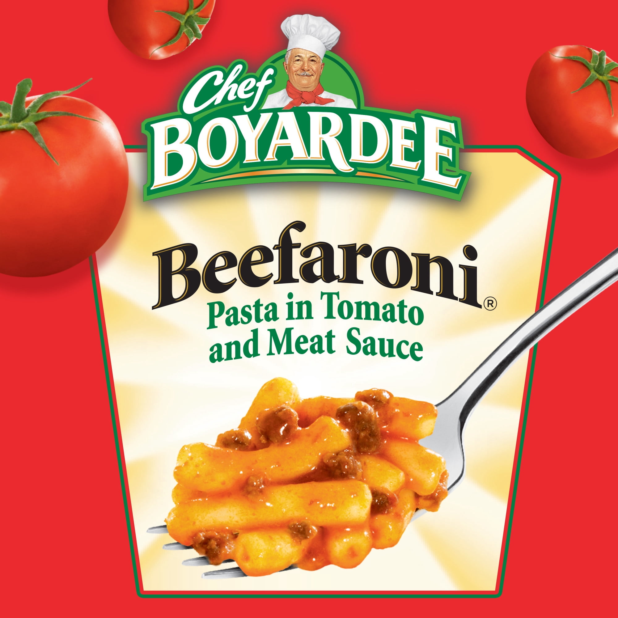 (4 pack) Chef Boyardee Beefaroni, Pasta in Tomato and Meat Sauce, Microwavable Meal, 7.5 oz. Bowl