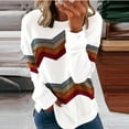 thumbnail image 2 of Yigetop Long Sleeve Tops Women's Casual Long Sleeve Stripe Print Color Matching T Shirt Slim Top Women's Casual Long Sleeve Shirts White XL, 2 of 2