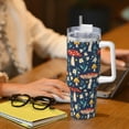 thumbnail image 6 of Lsque Colorful Mushrooms Pattern 40 OZ Ice Bully Cup with Handle and Straw, Double Wall Stainless Steel Tumbler Travel Coffee Cup with Lid for Christmas Present, 6 of 8