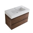 thumbnail image 6 of Alice 36" Wall Mounted Floating Bathroom Vanity in Walnut with White Basin, 6 of 11