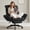 Black, variant on GOOSEA Office Chair with Swivel-Out Armrests, Criss Cross Chair with Pocket Spring Seat Cushion and Backrest, Executive Desk Chair with Ergonomic Headrest and Footrest, Brown