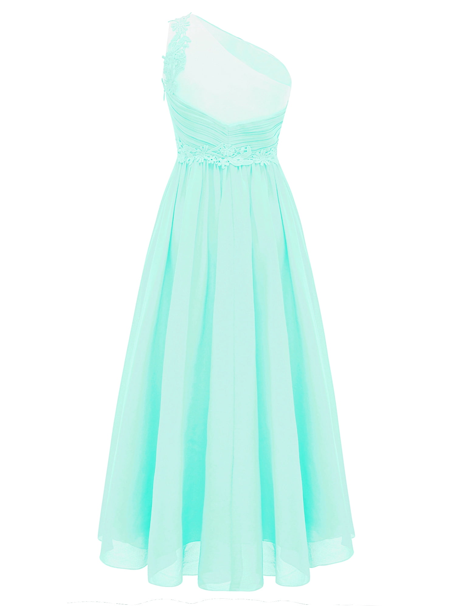 one shoulder mint green bridesmaid dresses Mint Green One-Shoulder Maternity Formal Dress with Pleated Bodice & Chiffon Overlay
