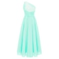 thumbnail image 2 of inhzoy Kids Flower Girls One Shoulder Maxi Wedding Gown Junior Bridesmaid Birthday Party Chiffon Dress Mint Green 16, 2 of 4