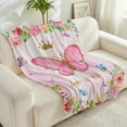 thumbnail image 6 of Butterfly Throw Blanket for Girls Teens Women Pink Soft Fuzzy Flannel Bed Blanket for Kids Adults Plush Watercolors Flowers Blanket,50\u201dx60\u201d, 6 of 6