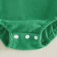 thumbnail image 4 of mgoYE My First St Patricks Day Baby Girl Outfit Newborn Summer Ruffle Romper Corduroy Sleeveless Jumpsuit Cute Summer Clothes(Green,3-6 Months), 4 of 7