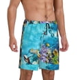 thumbnail image 2 of Balery Corals and Tropical Fish Pantalones cortos de pijama de punto de algodón para hombre con cinturilla y bolsillos-Large, 2 of 6