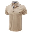 thumbnail image 4 of Men's Spring Summer Short Sleeve Button Design Solid Color Shirt - Polyester Spandex Casual Blouse, 4 of 5
