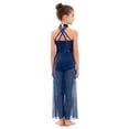 thumbnail image 3 of Alvivi Kids Girls Ballet Lyrical Dance Bodysuit Sleeveless Leotard Wide-Leg Jumpsuit Performance Dancewear Navy Blue 6, 3 of 5