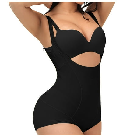 

BIZIZA Women s Tummy Control Shaper One Piece Bodysuit Shapewear Jumpsuit Sleeveless Tops Black XXL