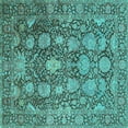 thumbnail image 1 of Ahgly Company Machine Washable Indoor Square Oriental Turquoise Blue Industrial Area Rugs, 4' Square, 1 of 4