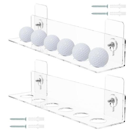Golf Ball Display Rack Clear Acrylic Golf Ball Display Holder Holds 6 Golf Balls Wall Mounted Golf Ball Display Shelf Practical Golf Ball Display Case for Collectors