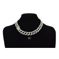 thumbnail image 4 of Cuban Link Chain Iced Out 15MM 18k Silver Plated Simulated Diamond CZ Pave | Choker | Necklace | Silver Tone Hip Hop Bling, 4 of 8