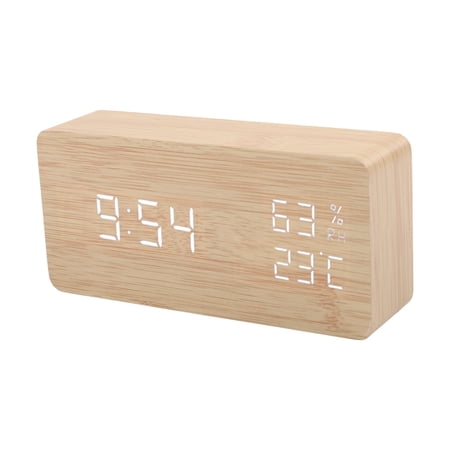 Smart LED Wooden Clock: Voice Controlled Time, Temp & Humidity Display!