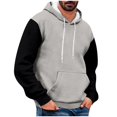 thumbnail image 1 of OUSITAID Fashion Men Hooded Sweatshirts Comfortable Hoodie Drawstring Patchwork Pocket Tops, 1 of 4