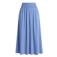 thumbnail image 5 of LNWUY Maxi Skirts for Women Smocked Elastic High Waisted Casual Boho Swing Pleated Beach Versatile Mid Length Skirt with Pockets Blue M, 5 of 6