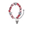 thumbnail image 2 of Silvertone Large Viking - Mascot Red Christmas Bead Bracelet, 2 of 4
