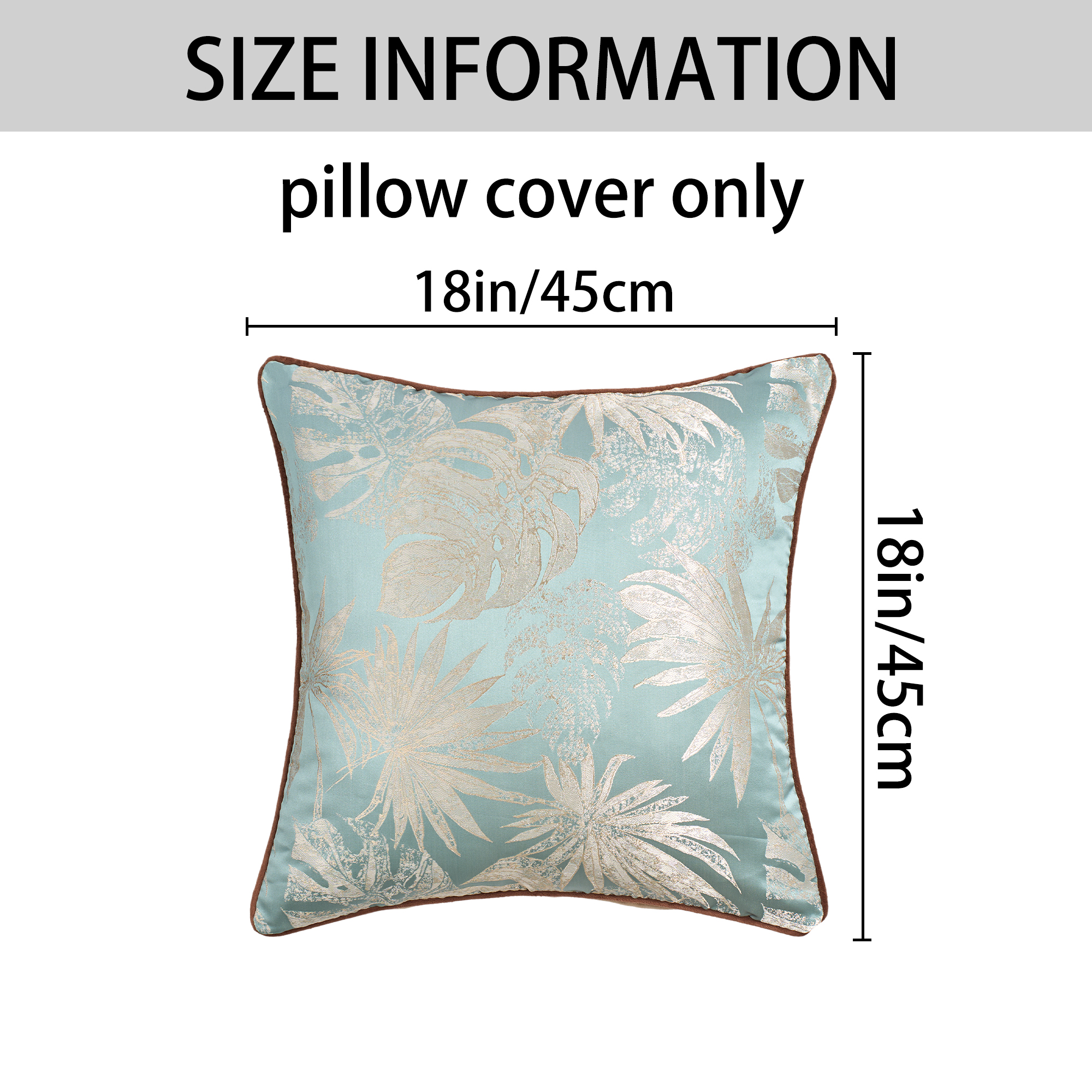 Unique Bargains 2pcs Velvet Tropical Leaf Jacquard Pillow Cover 18" x 18" Green