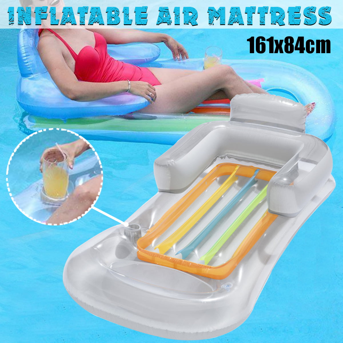 Inflatable Floating Mat Swimming Sleeping Bed Beach Pool Raft Sleeping Air Mat 