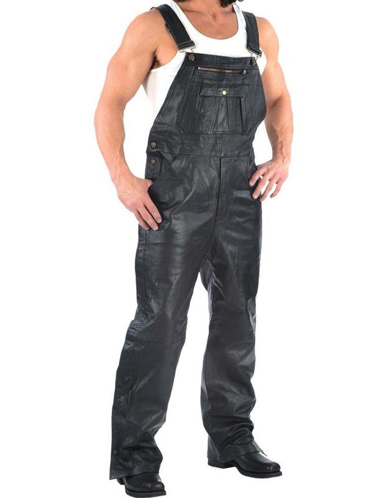 Premium Men's Premium Leather Overalls ,Black,Size 3XL Walmart