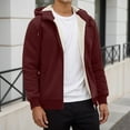 thumbnail image 2 of Vividxx Men's Jacket Solid Color Hooded Jacket With Pockets Drawstring Warm Zip Up Outerwear Coat For Casual Winter Long Sleeve, 2 of 6