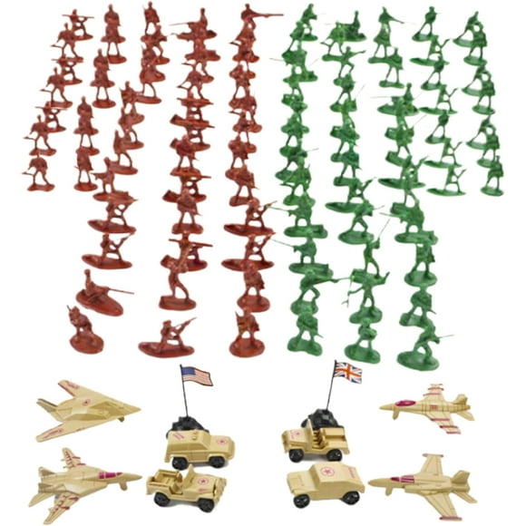 SURJDE Army Toys,110Pcs Army Toys for Boys, Plastic Toy Soldiers Army Toys with Aircrafts, Army Car, & Small Soldiers, Portable Army Figures