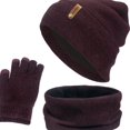 thumbnail image 3 of Mujeres Hombres Knit Slouchy Baggy Beanie Winter Hat Bufanda Guantes Set Ski Vino rojo Zulema Sombrero Bufanda y Guantes, 3 of 5