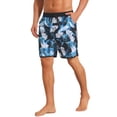 thumbnail image 4 of INSPIRE CHIC Men's Trunks Tropical Leaf Print Elastic Drawstring Waist Beach Board Shorts 30 Blue White, 4 of 5
