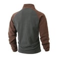thumbnail image 5 of Momasggi Mens Fleece Sweatshirt Quarter Zip Stand Collar Pullover Tops Color Block Long Sleeve Sweatshirt Cozy Warm Winter Sweatshirts Brown XL, 5 of 9